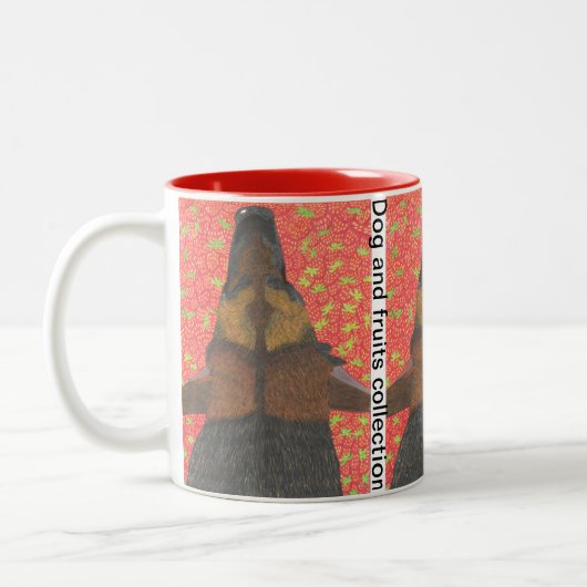 Dog and strawberry tweekleurige koffiemok (Links)