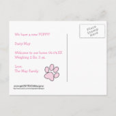 Dog Announcement - Girl Aankondigingskaart (Achterkant)