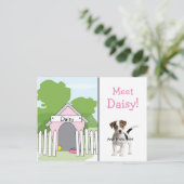 Dog Announcement - Girl Aankondigingskaart (Staand voorkant)