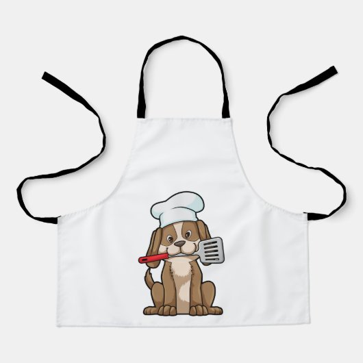 Dog as Cook with Chef's hat & Spatula Schort (Voorkant)