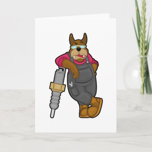 Dog as Mechanic with Spark Plug Kaart (Voorkant)