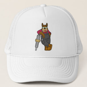 Dog as Mechanic with Spark Plug Trucker Pet