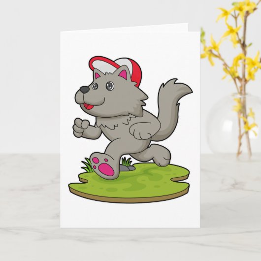 Dog as Runner with Cap Kaart (Gele Bloem)