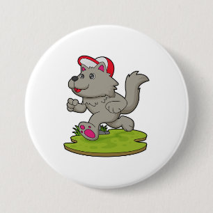 Dog as Runner with Cap Ronde Button 7,6 Cm