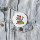 Dog as Runner with Cap Ronde Button 7,6 Cm (In situ)