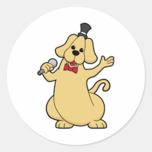 Dog as Singer met Microfoon Ronde Sticker