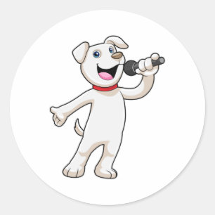 Dog as Singer met Microfoon Ronde Sticker