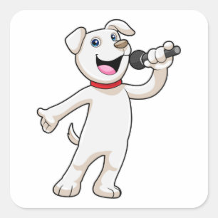 Dog as Singer met Microfoon Vierkante Sticker