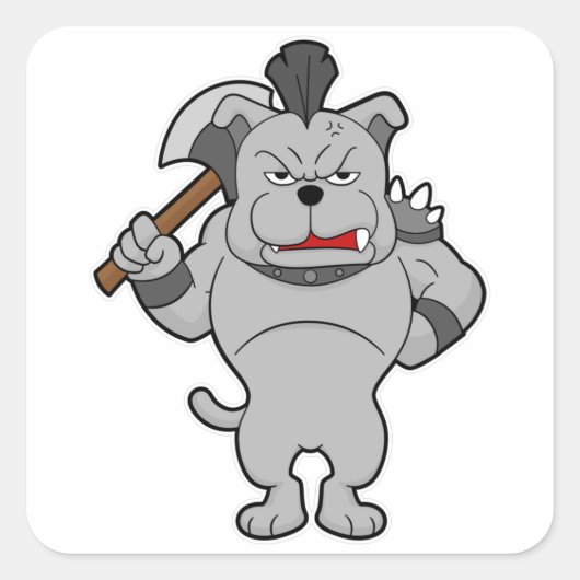 Dog as Warrior met Ax Vierkante Sticker (Voorkant)