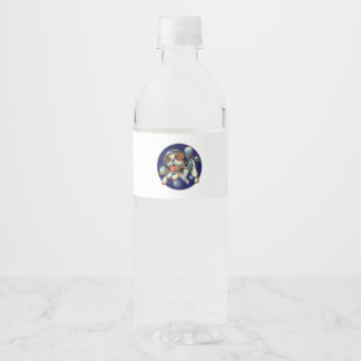 Dog Astronaut, space dog Waterfles Etiket