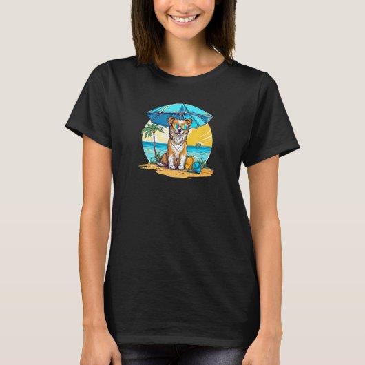 Dog At Beach Summer Vacation T-shirt (Voorkant)