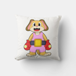 Dog at Boxing with Boxing gloves Kussen