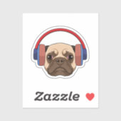 Dog at Music with Headphone Sticker (Vel)