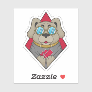 Dog at Poker with Poker cards Sticker