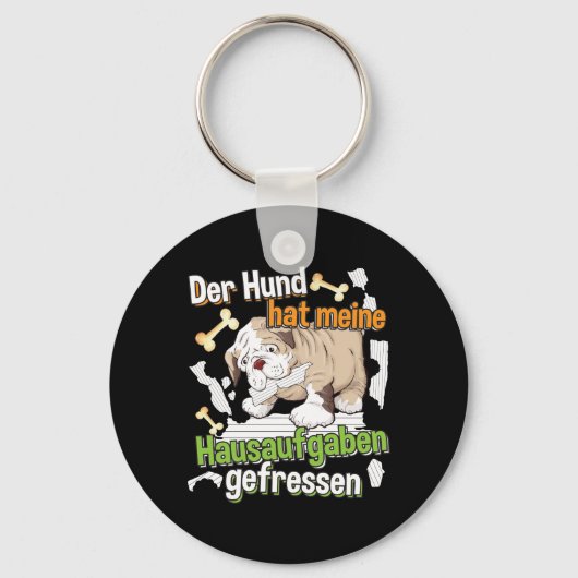 Dog Ate My Homework - Duits citaat leren Sleutelhanger (Voorkant)