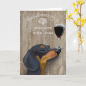 Dog Au Vin Dachshund Kaart (Gele Bloem)