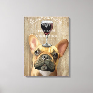 Dog Au Vin, French Bulldog Canvas Afdruk