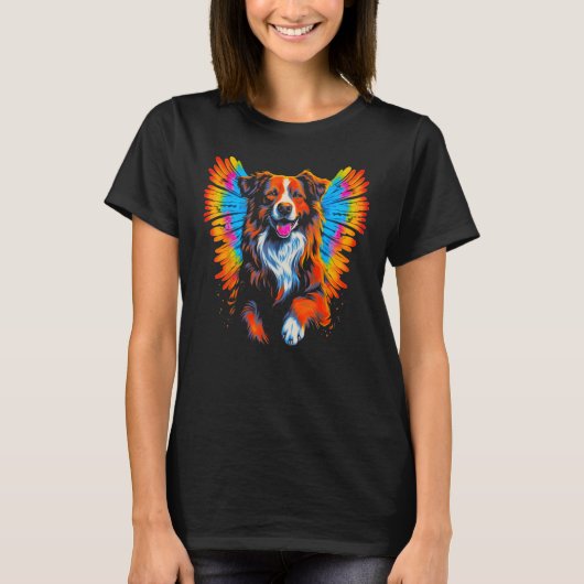 Dog Australian Shepherd Angel Wings T-shirt (Voorkant)