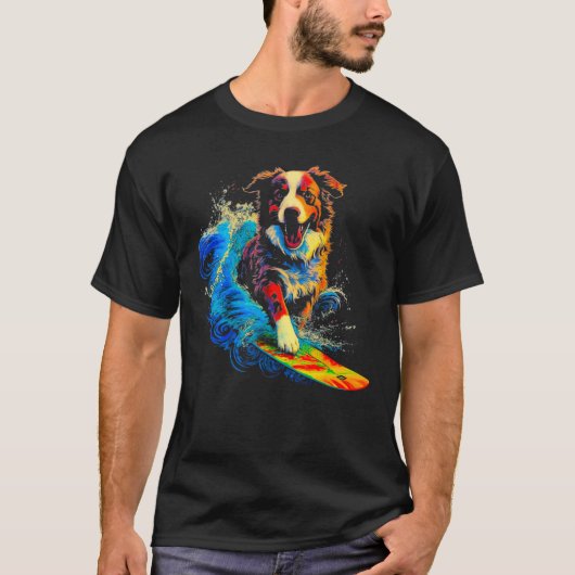 Dog Australian Shepherd Surfer T-shirt (Voorkant)