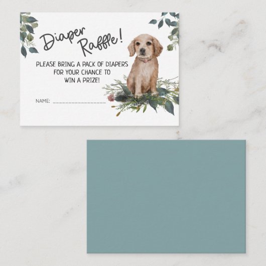 Dog baby shower Diaper Raffle Informatiekaartje (Voorkant / Achterkant)