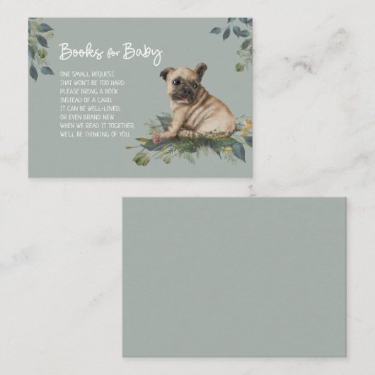 Dog Baby shower Pug Puppy Book Request Informatiekaartje (Voorkant / Achterkant)