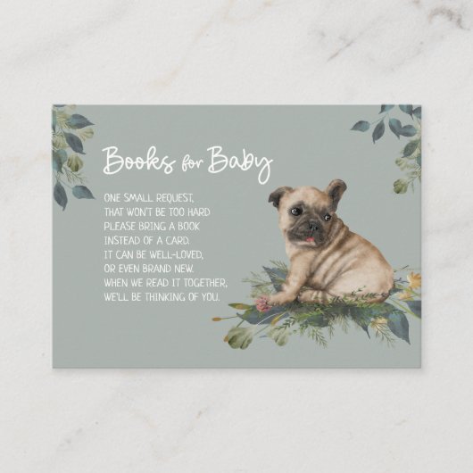Dog Baby shower Pug Puppy Book Request Informatiekaartje (Voorkant)