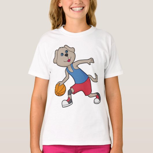 Dog Basketball speler Basketball T-shirt (Voorkant)