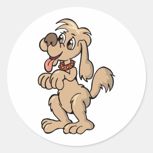 Dog Begging Ronde Sticker (Voorkant)