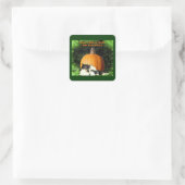 Dog beschermt grote pompoen Halloween Vierkante Sticker (Tas)