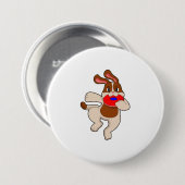 Dog bij afspelen ronde button 7,6 cm (Voorkant /achterkant)