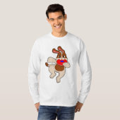 Dog bij afspelen t-shirt (Voorkant volledig)