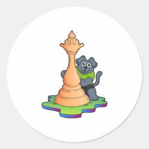 Dog bij Chess met Chess Ronde Sticker