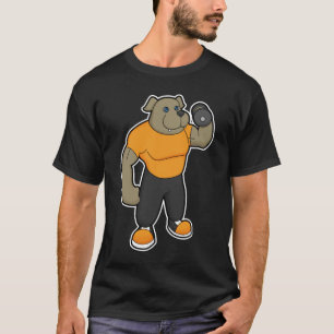 Dog bij Fitness met Dumbbell T-shirt