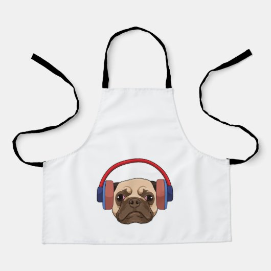 Dog bij Muziek met Hoofdtelefoon Schort (Voorkant)