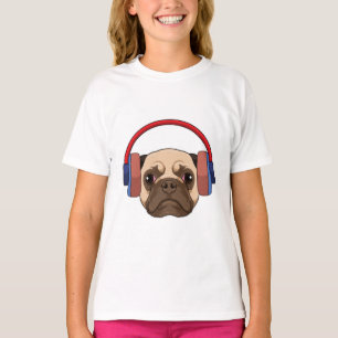 Dog bij Muziek met Hoofdtelefoon T-shirt