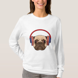 Dog bij Muziek met Hoofdtelefoon T-shirt