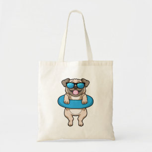 Dog bij zwemmen met draaiende ring tote bag
