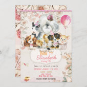 Dog Birthday Invitation Printable, girl Invitation (Devant / Derrière)