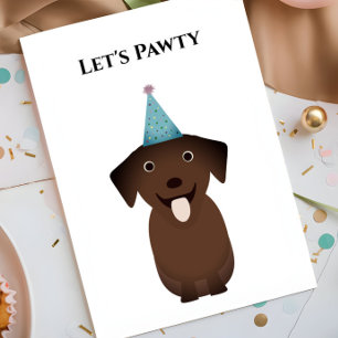 Dog Birthday-kaart, Laten we Pawty Labrador Retrie Kaart