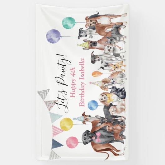 Dog Birthday Let's Pawty Spandoek (Verticaal)