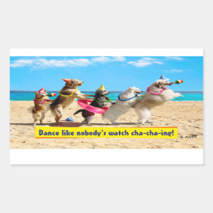 Dog Birthday Party Conga Line Rechthoekige Sticker