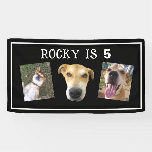 Dog Birthday Party Custom Pet Photo Party Spandoek (Horizontaal)