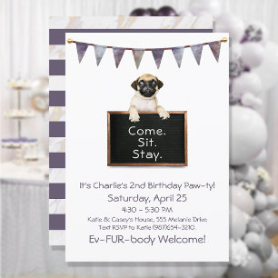 Dog Birthday Party for any Pug Kaart