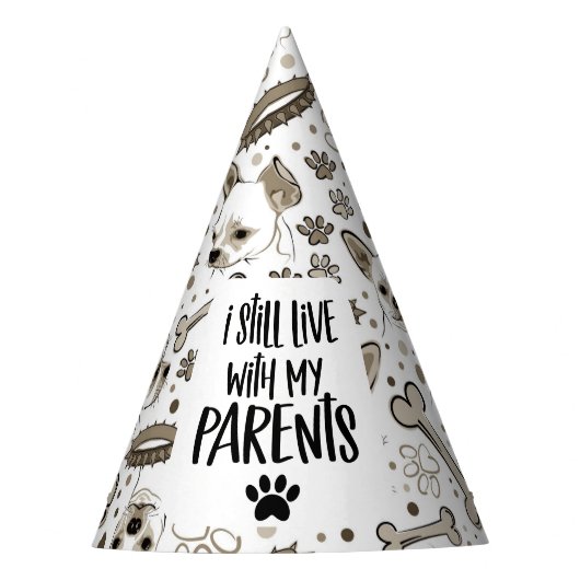 Dog Birthday Party Funny Quote met botten en poten Feesthoedjes (Voorkant)