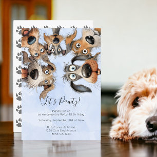 Dog Birthday Pawty Schattige gepersonaliseerd Kaart