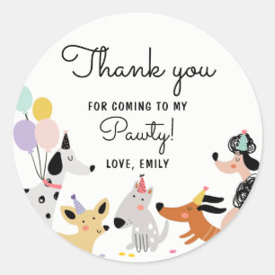Dog Birthday Puppy Pawty Moderne Animals Pet Vet Ronde Sticker
