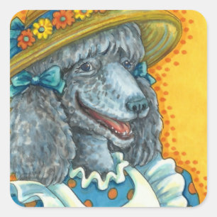 DOG BISCUITS EN EENVOUDIGERE EGG BASKET, CUTE POOD VIERKANTE STICKER