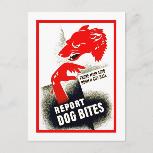 Dog Bites melden Briefkaart (Voorkant)