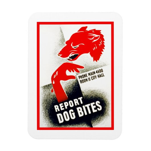 Dog Bites melden Magneet (Verticaal)