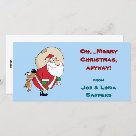 Dog Bites Santa Funny Christmas Photo Card Feestdagenkaart (Voorkant / Achterkant)